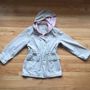 Liz Claiborne Cream and pink rain trench